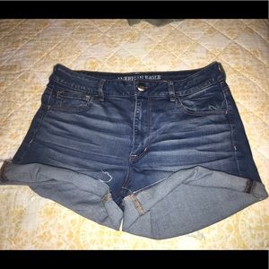 High rise denim shorts